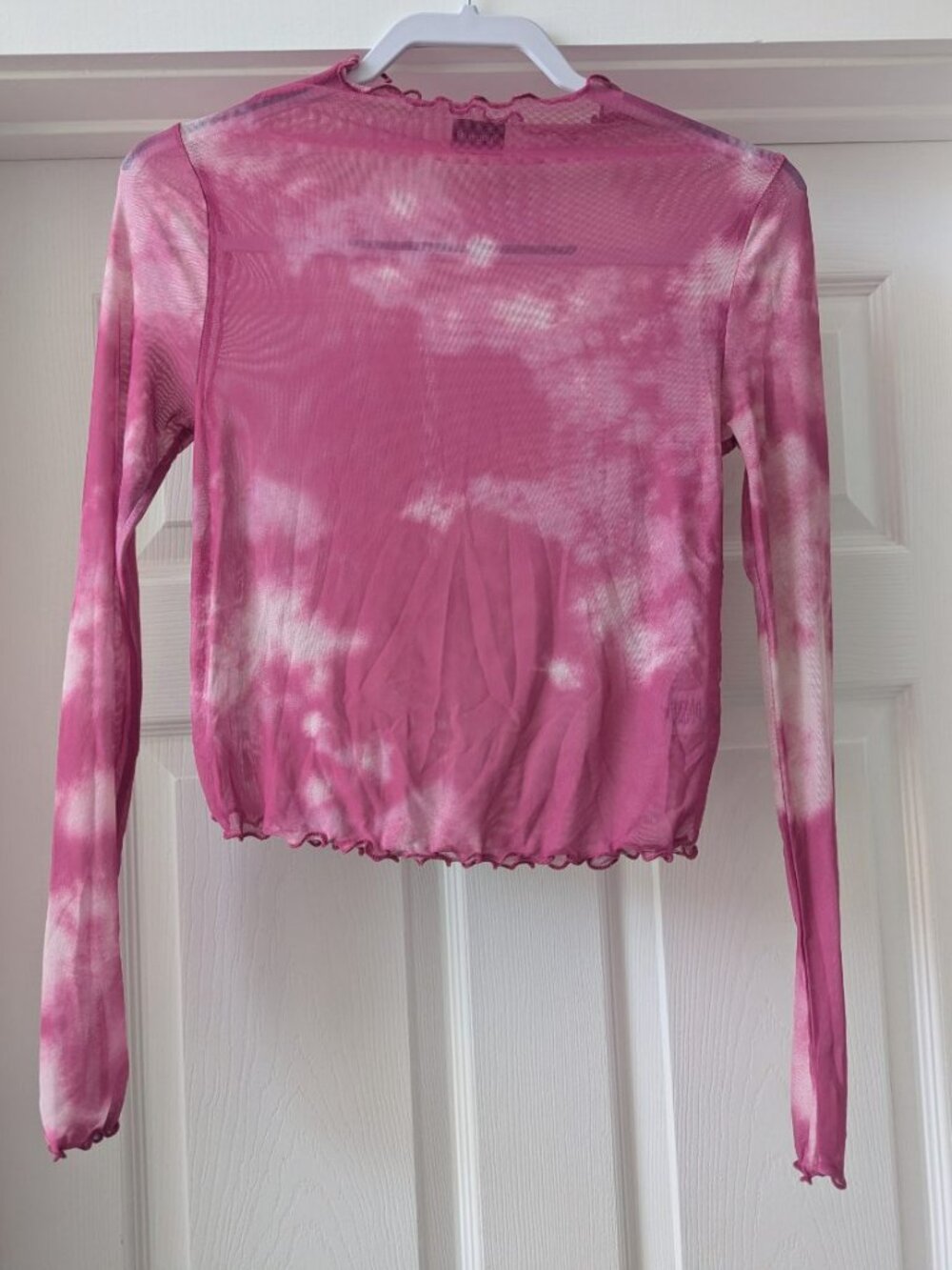 Free Press Pink Tie Dye Mesh Long Sleeve Top Size Small
